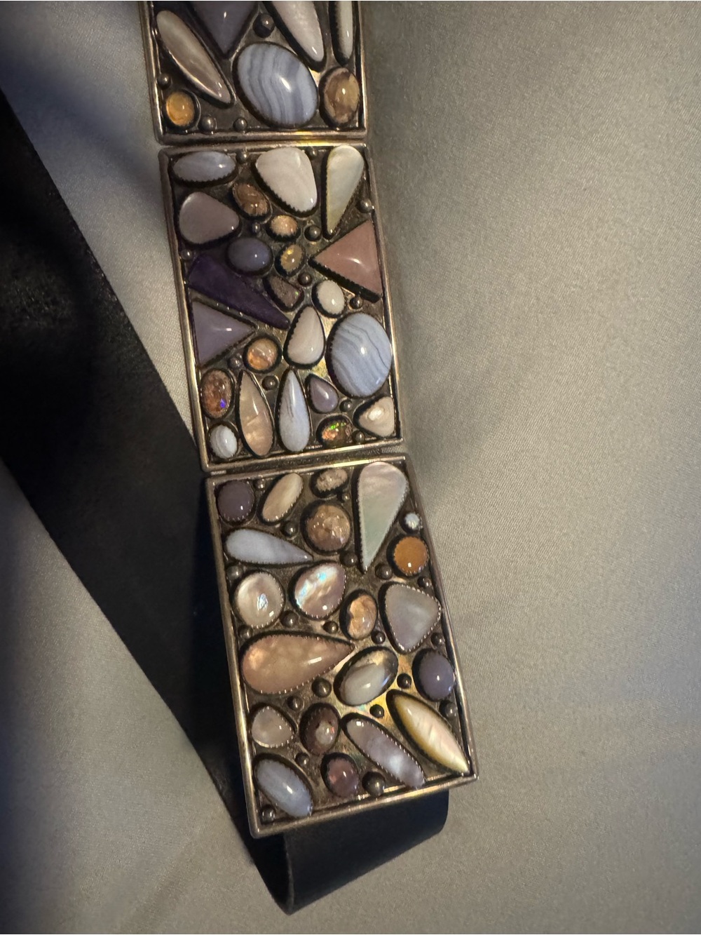 Authentic Vintage Mosaic Pastel Stone Concho Belt - Picture 6 of 11